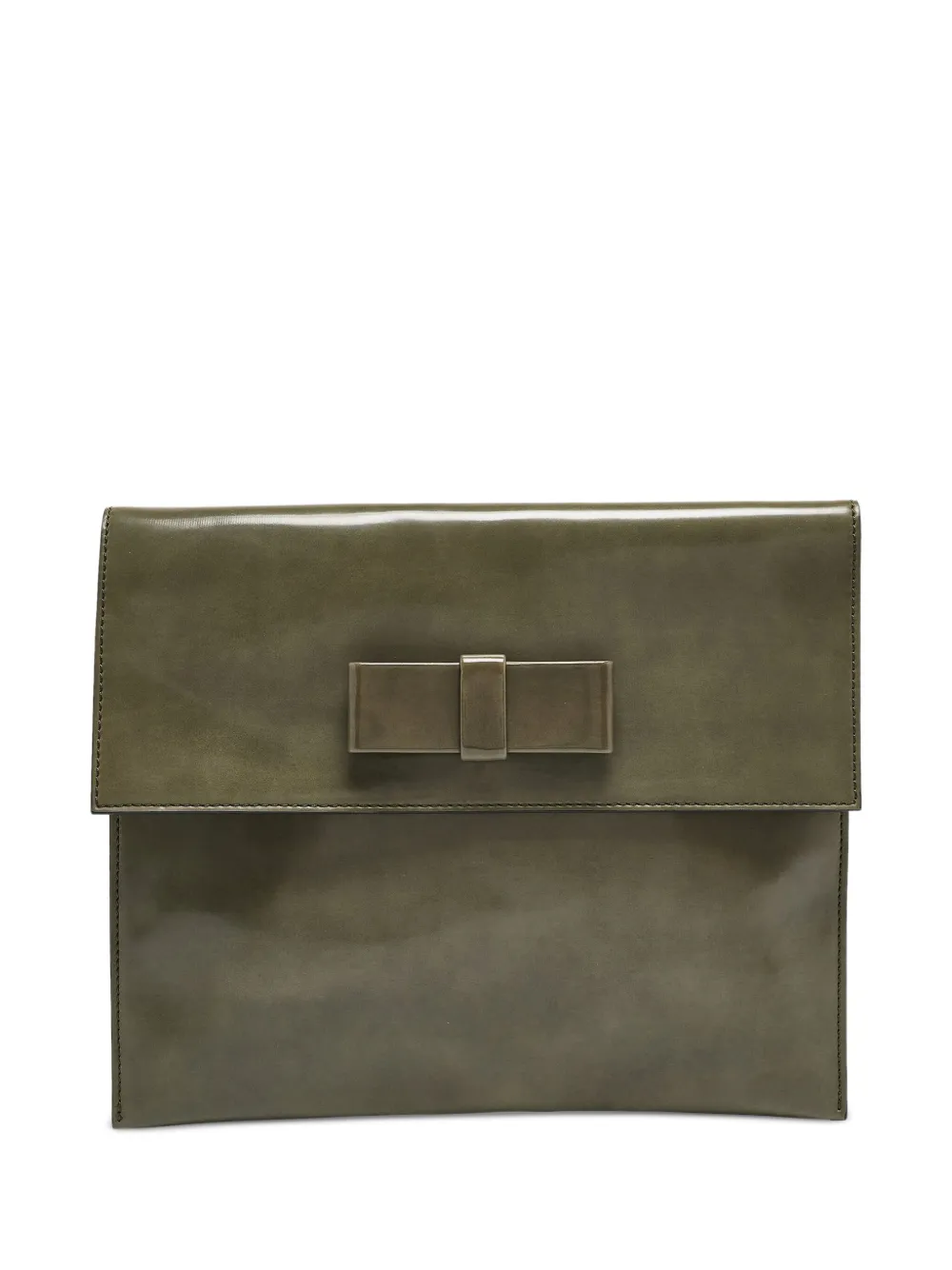Marni Pre-Owned bow-detail leather clutch bag | Green | Image 1