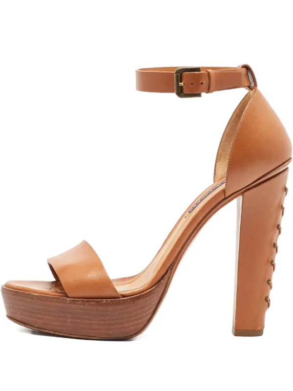 Ralph Lauren Collection Made in Italy Leather Toe-Post Sandals made in Italy Ralph Lauren Collection Leather Gladiator Platform Sandals  main image 4