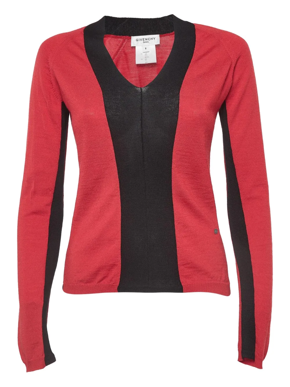 Givenchy Pre-Owned panelled V-neck sweater | Red | Image 1