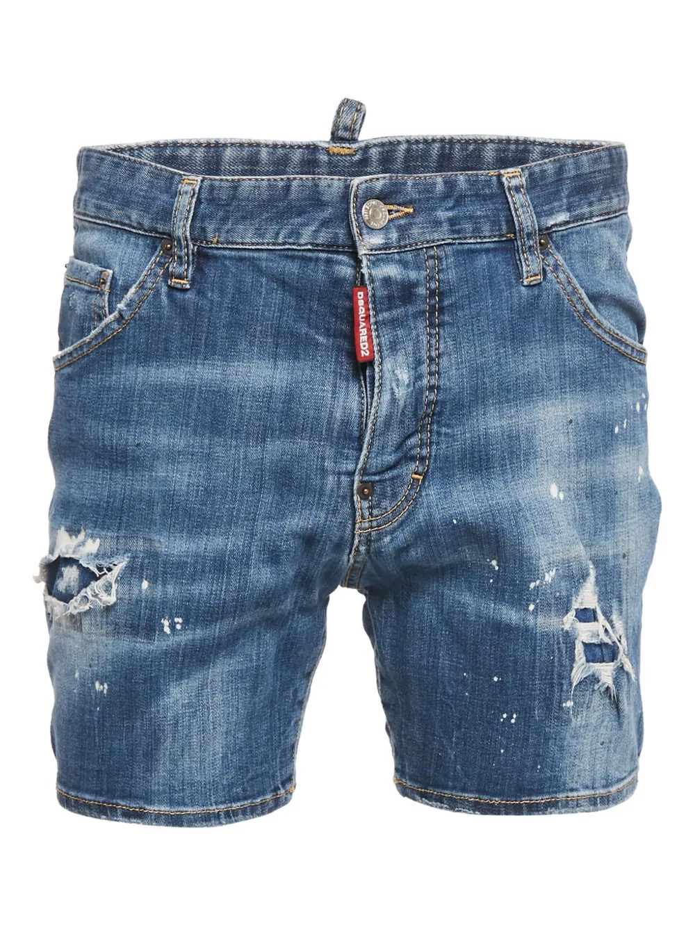 DSQUARED2 pre-owned distressed paint-splatter denim shorts | Blue | Image 1