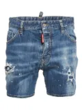 DSQUARED2 pre-owned distressed paint-splatter denim shorts - Blue