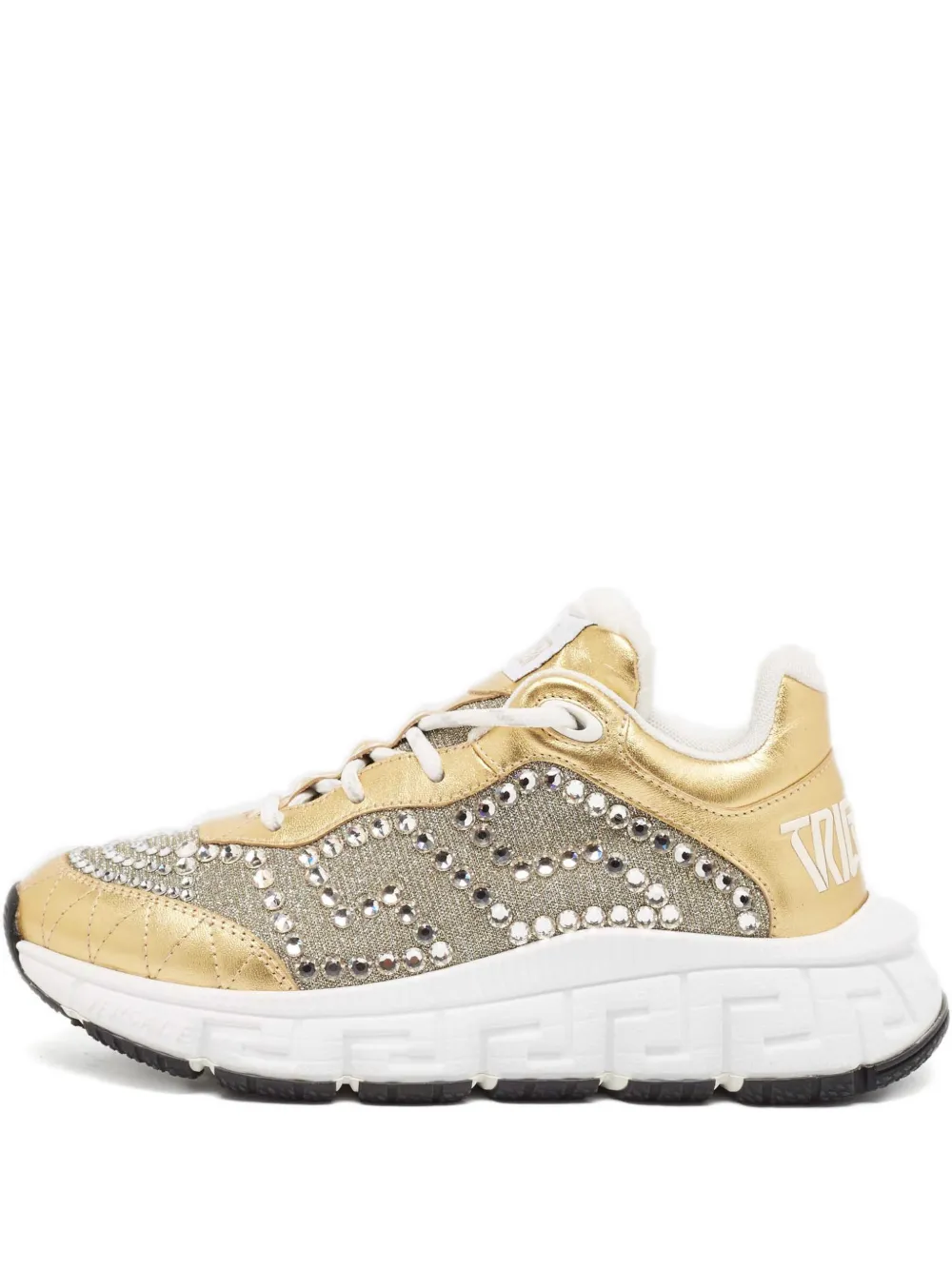 Versace Pre-Owned embellished-upper lace-up sneakers - Gold