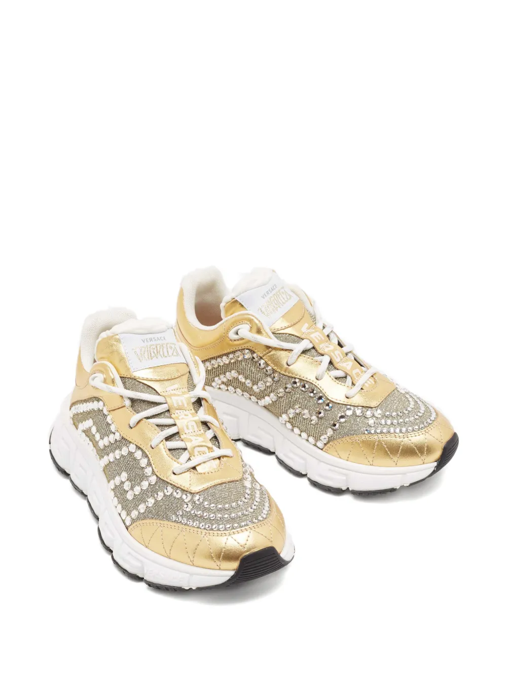 Versace Pre-Owned embellished-upper lace-up sneakers - Goud
