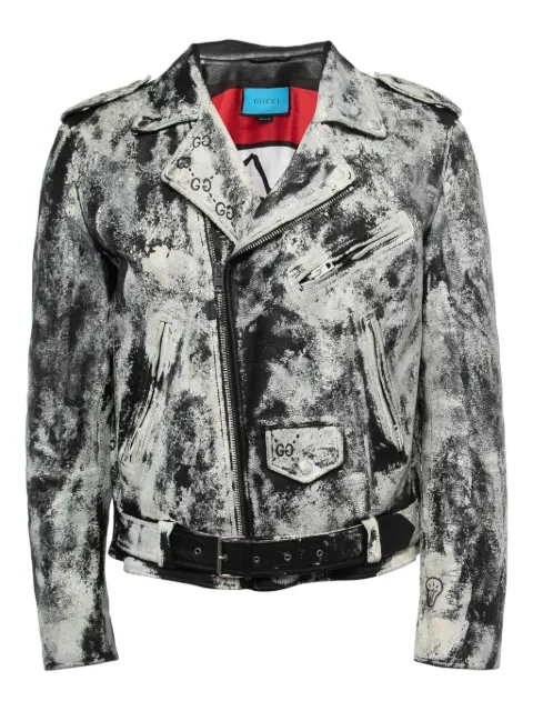 Gucci Pre-Owned dragon-embroidered leather jacket