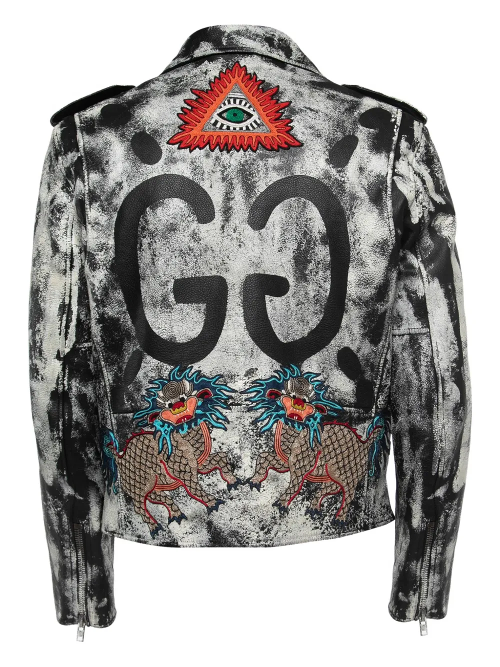 Gucci Pre-Owned dragon-embroidered leather jacket | Image 2