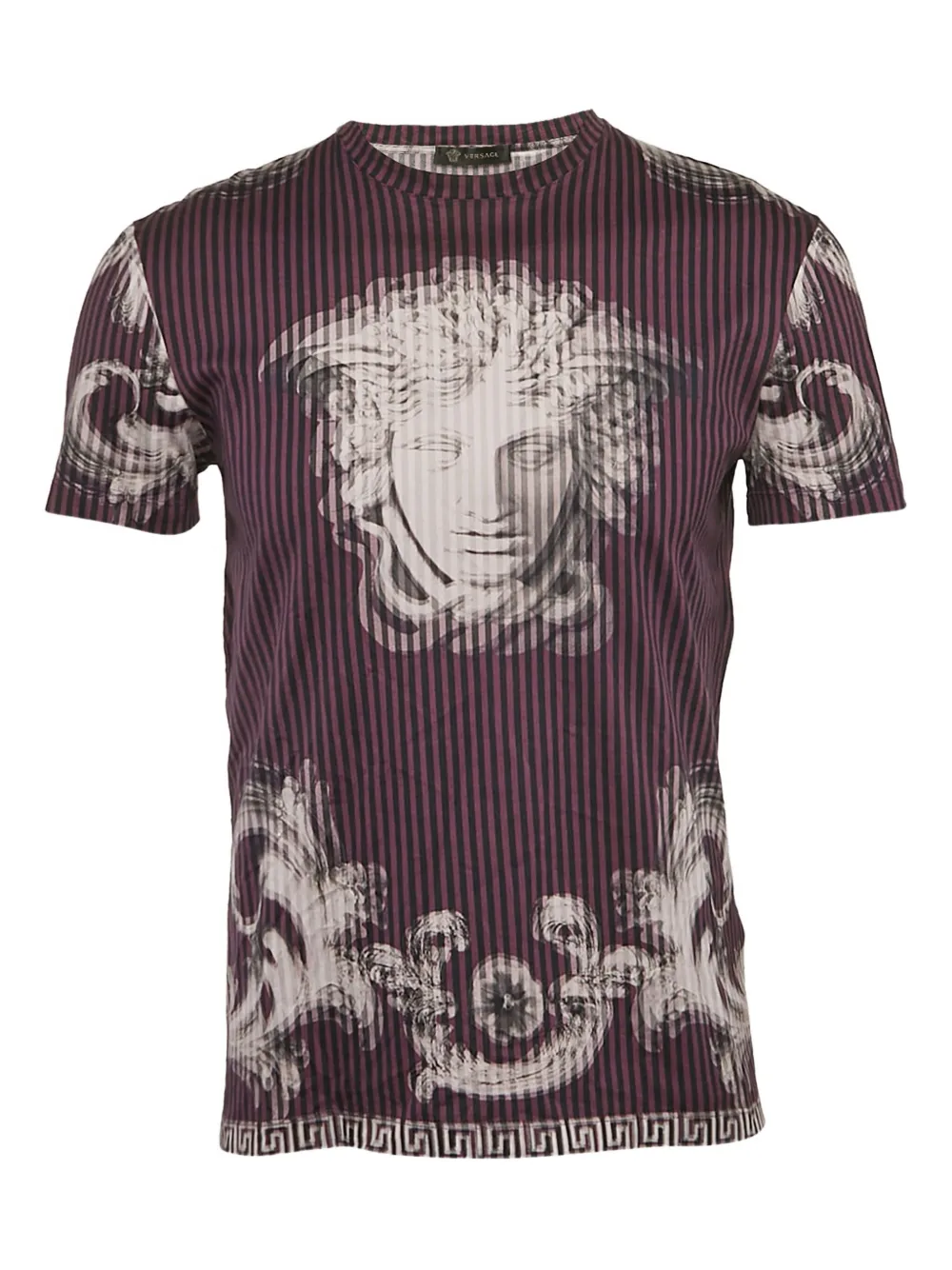 Versace Pre-Owned Medusa striped T-shirt | Purple | Image 1