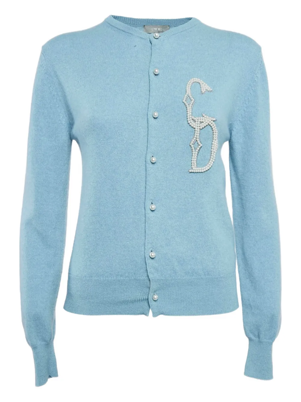 Pre-owned Dior Cd-logo Pearl-embellished Cardigan