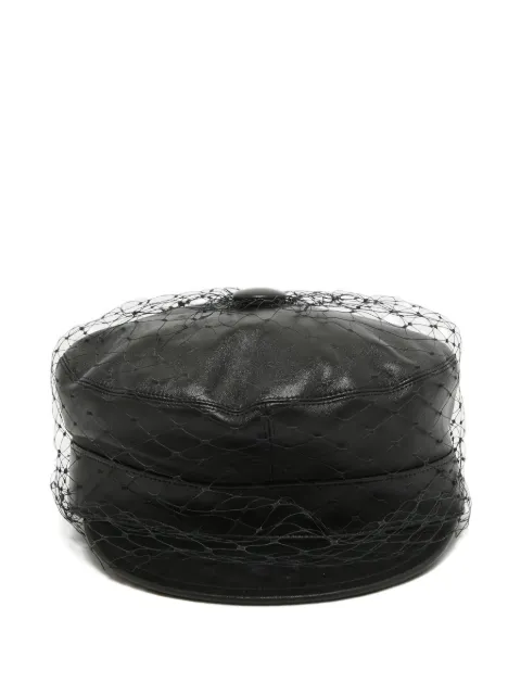 Christian Dior Pre-Owned leather mesh-overlay beret