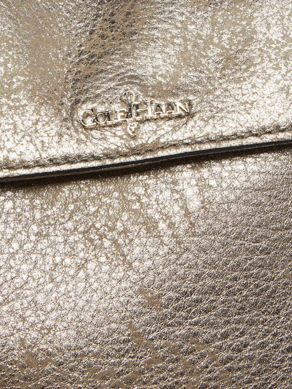 Pre-owned Cole Haan Leather Flap Shoulder Bag In Silver