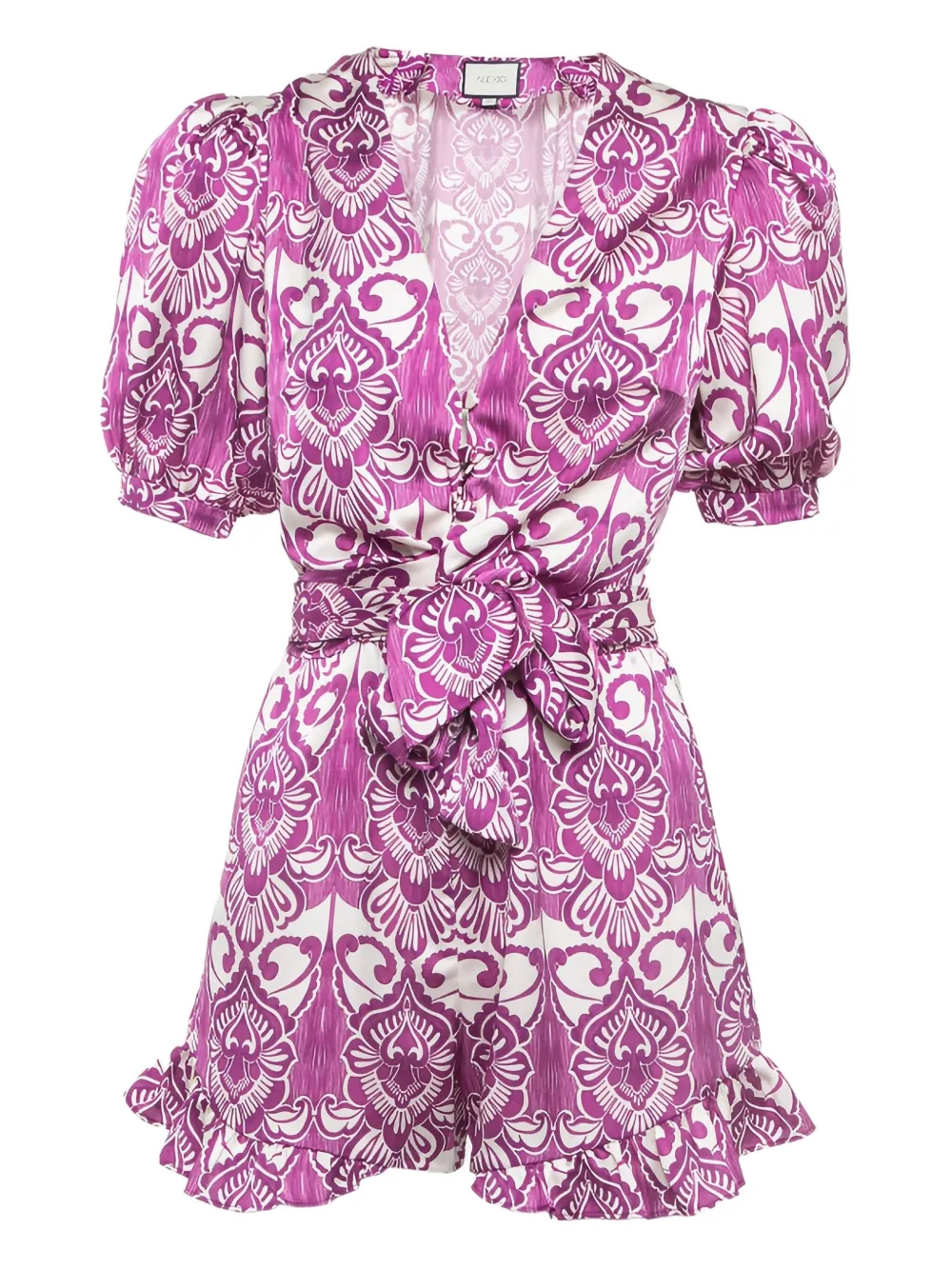 puff sleeve floral romper