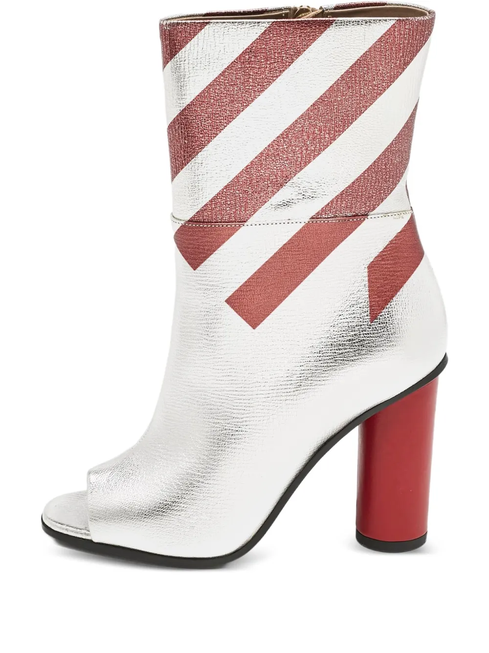 100mm striped peep-toe ankle boots