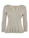 Burberry Pre-Owned cable-knit peplum sweater - Grey