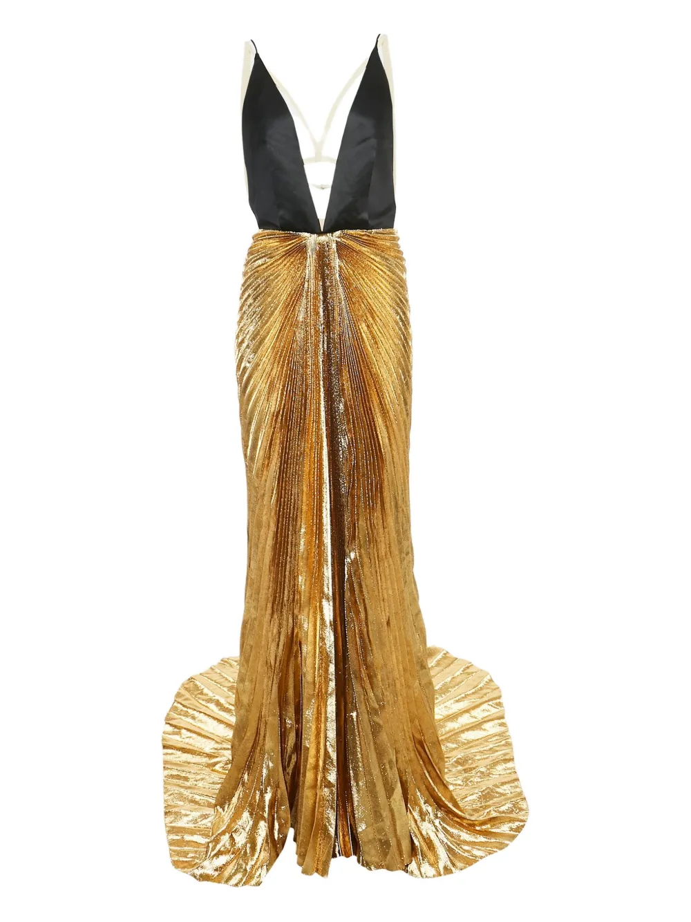 Pre-owned Gucci Pleated Harness Gown In Gold