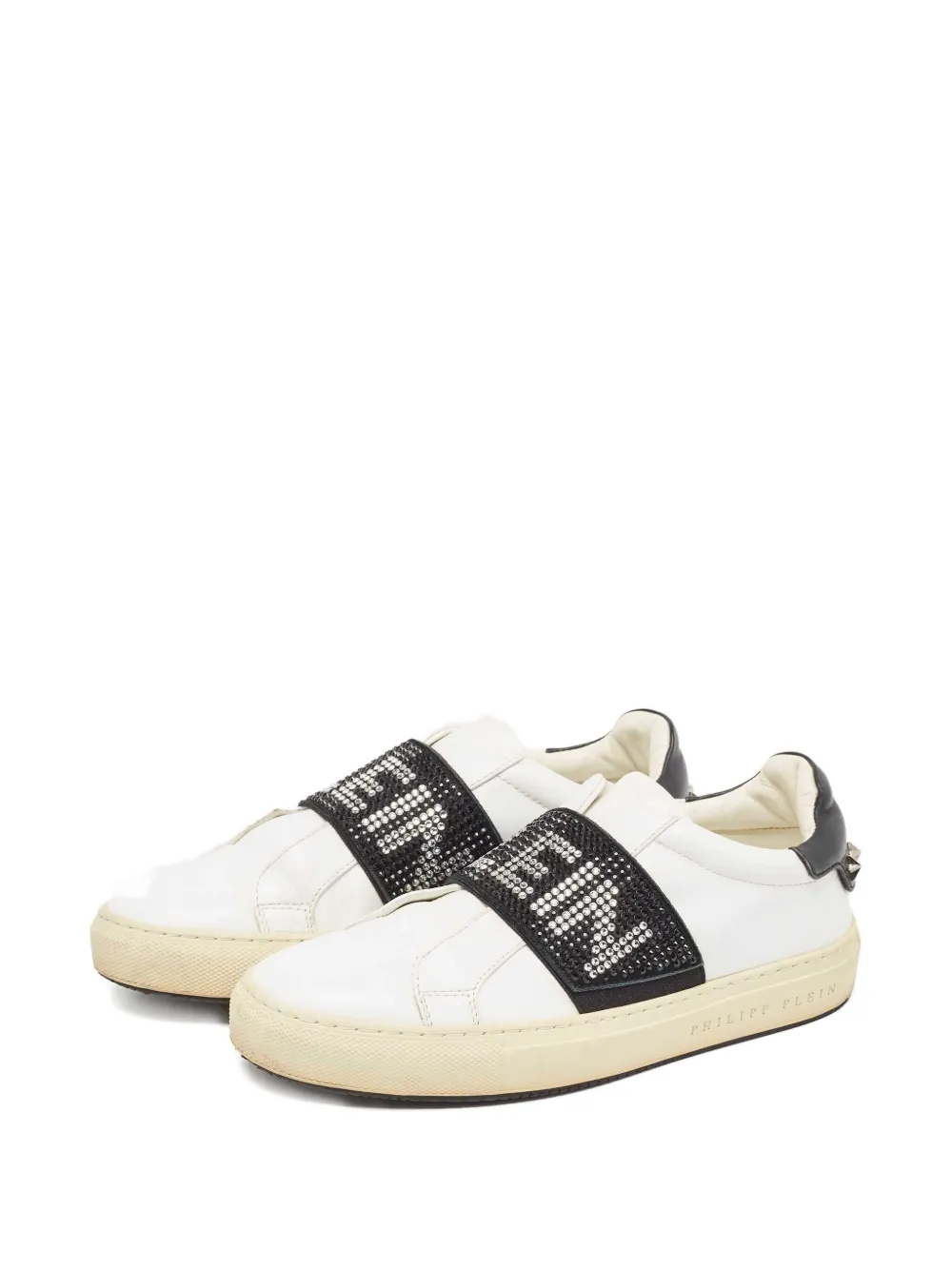 Philipp Plein Leren sneakers verfraaid met kristallen - Wit