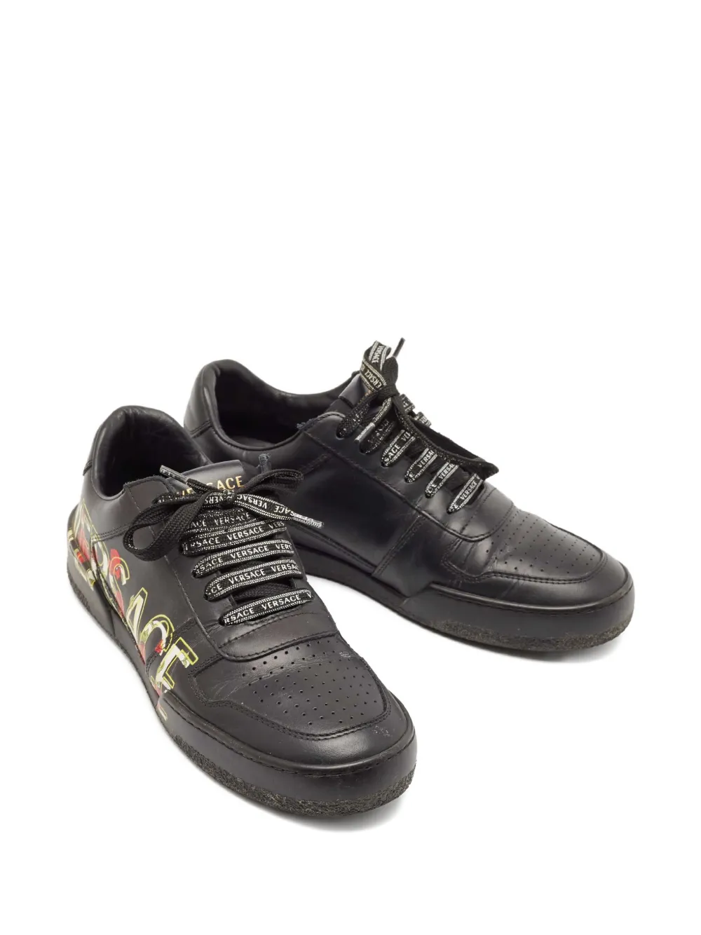 Versace Pre-Owned Sneakers met logoprint - Zwart