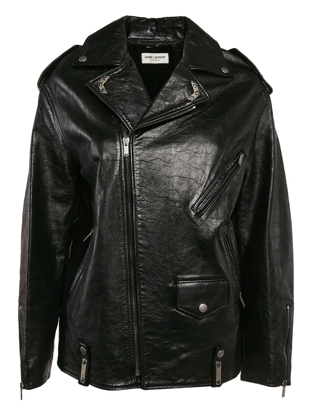 Saint Laurent Pre-Owned zip-up leather jacket | Black | Image 1