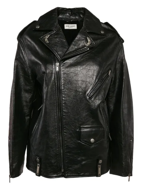 Saint Laurent Pre-Owned chamarra de piel con cierre