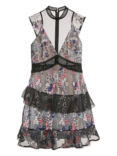 Self-Portrait vestido midi con bordado floral