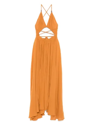 Caravana Cotton Pleated Maxi Dress | Orange | FARFETCH AO