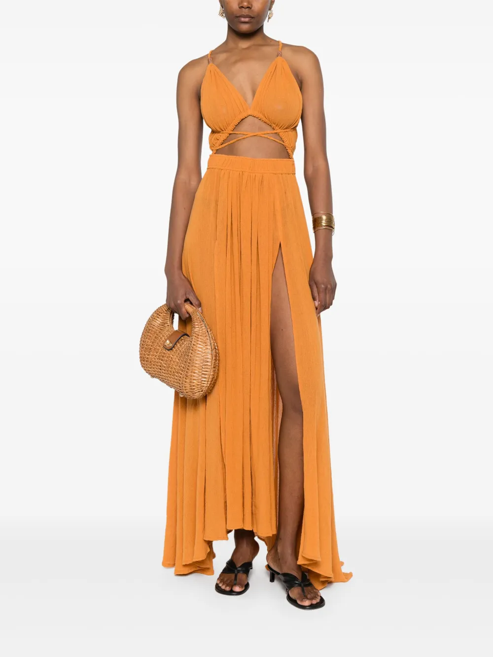 Caravana cotton pleated maxi dress - Oranje