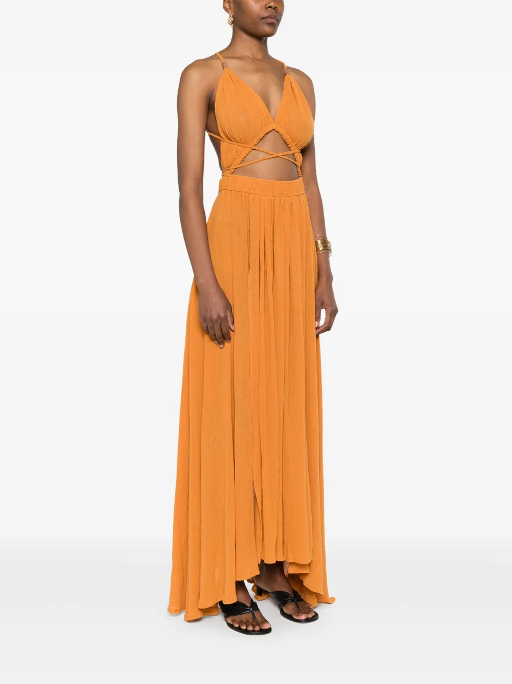 CARAVANA COTTON PLEATED MAXI DRESS 