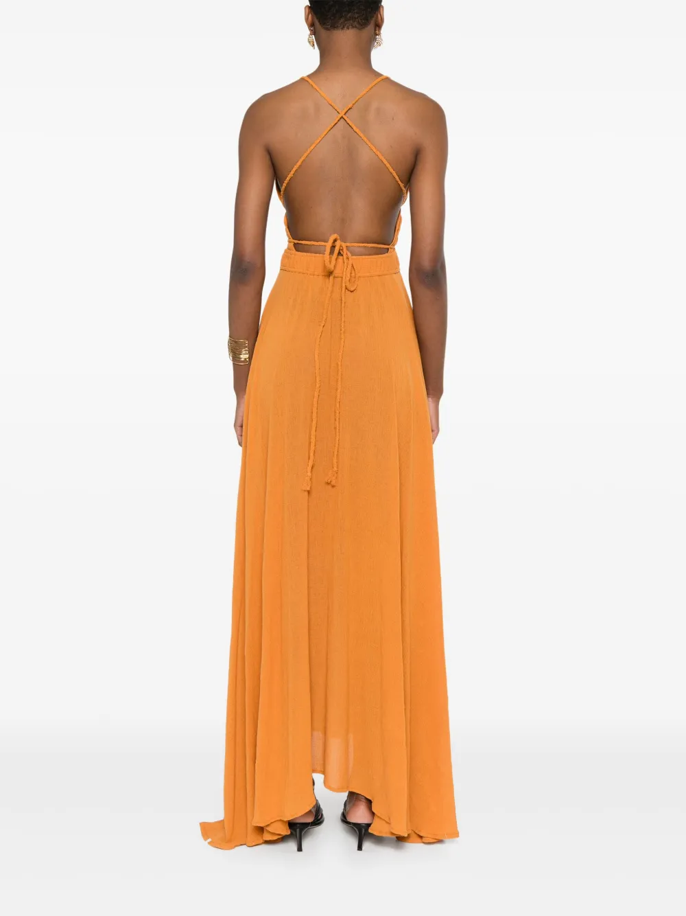 CARAVANA COTTON PLEATED MAXI DRESS 