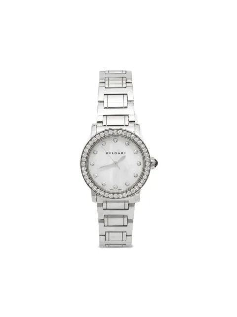 Bvlgari Pre-Owned Steel Diamond Bezel 28mm