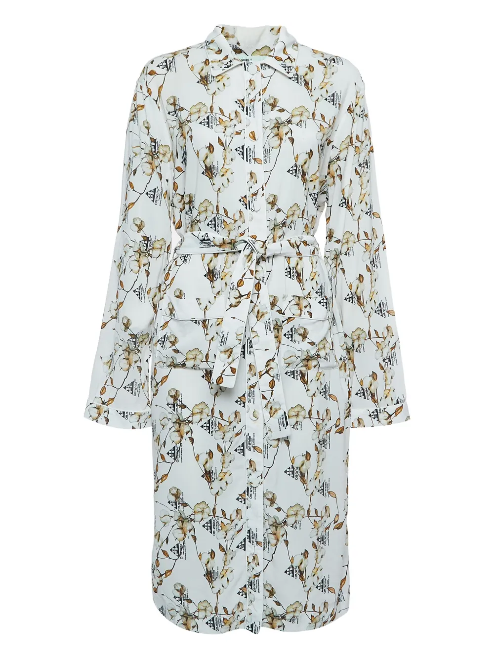 Off-White Pre-Owned Chemisier midi a fiori 2013 - Bianco