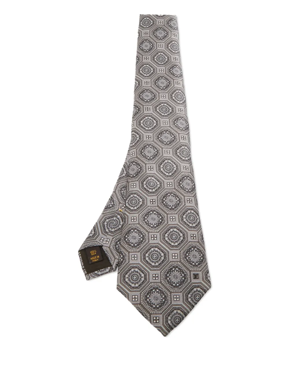 Louis Vuitton Pre-Owned 2024 Quatrefoil silk tie | Grey | Image 1