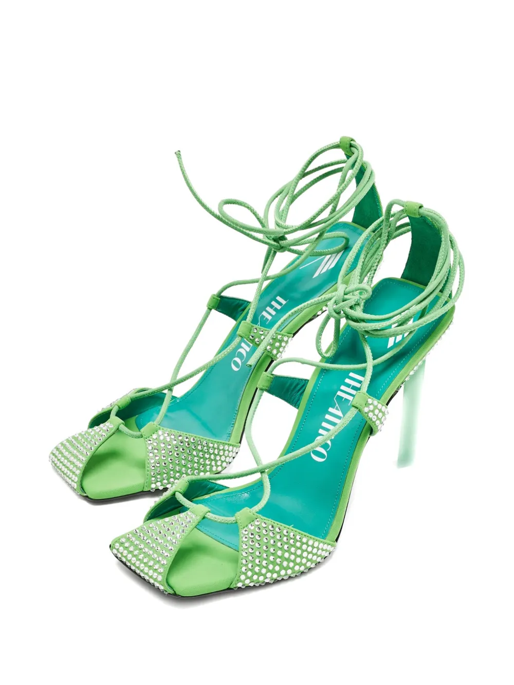 The Attico Kanten sandalen met kristallen - Groen