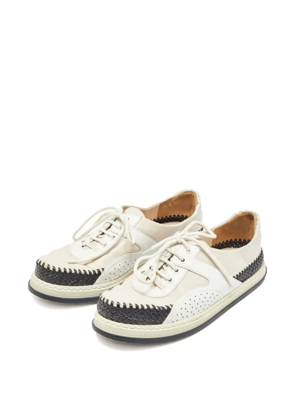 Bottega Veneta Pre-Owned Leren geweven sneakers - Beige