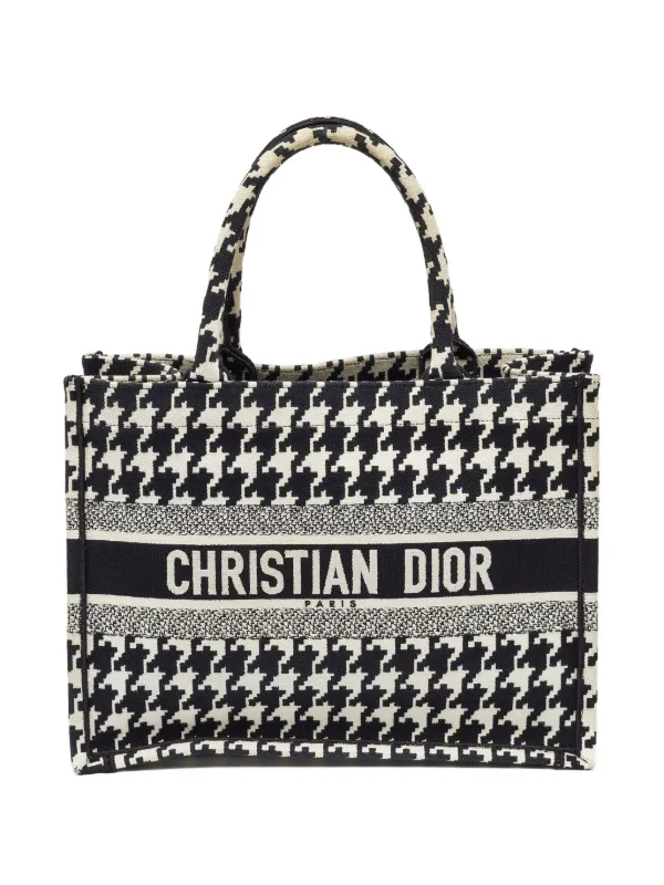 Christian Dior Pre-Owned Book Houndstooth Tote Bag | Black | FARFETCH