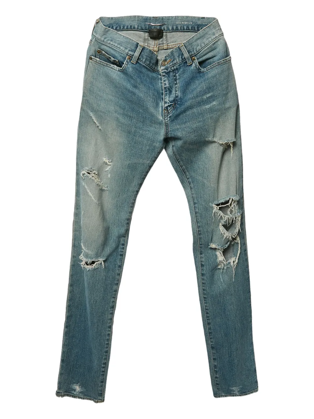 Saint Laurent Pre-Owned Jeans in pelle con applicazione 2024 - Blu