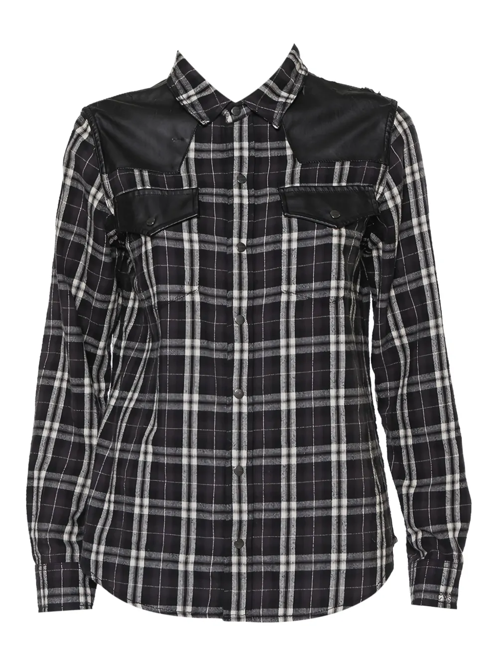 Current/Elliott plaid leather shirt - ブラック Current/Elliott plaid leather shirt - ブラック