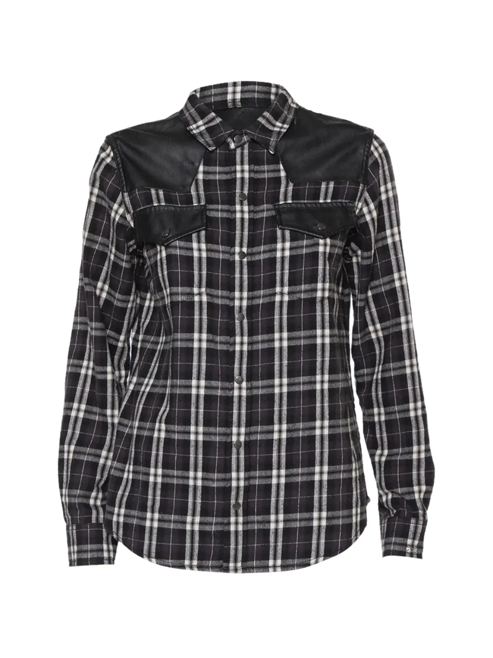 Current/Elliott plaid leather shirt - Nero