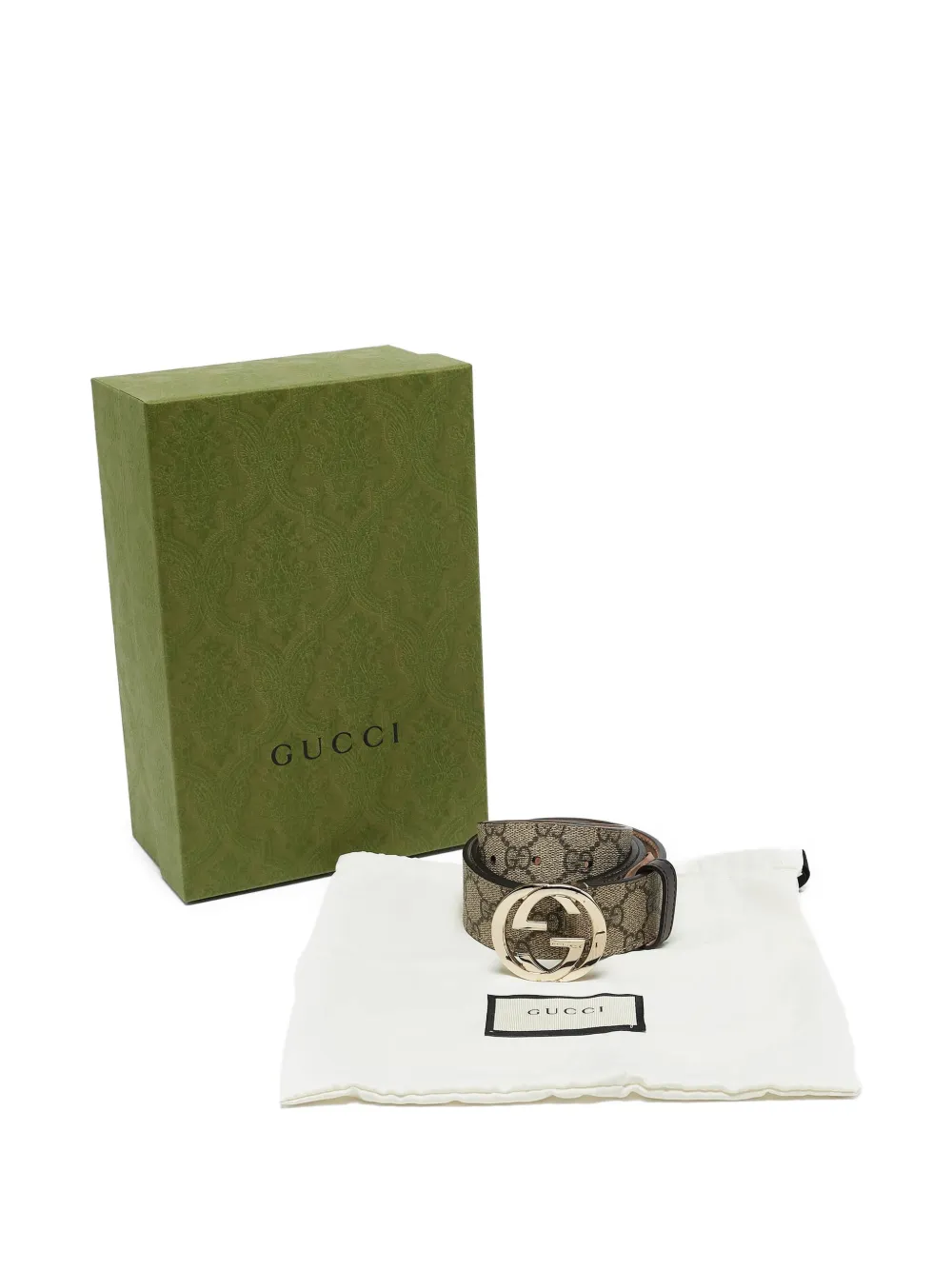 Pre-owned Gucci Gg Pattern Belt In Neutral