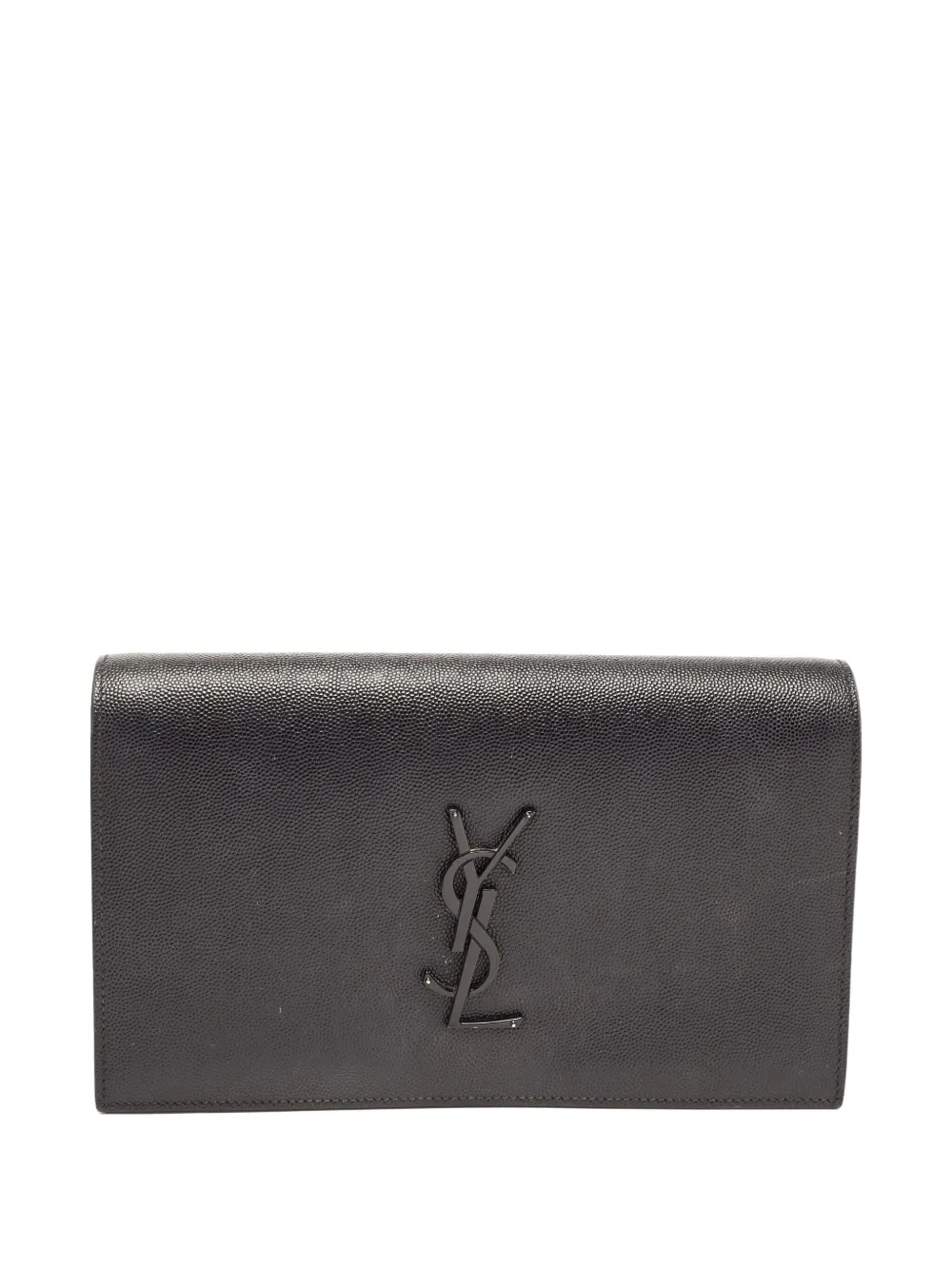 Saint Laurent Pre-Owned Cassandre-logo leather clutch bag - Nero