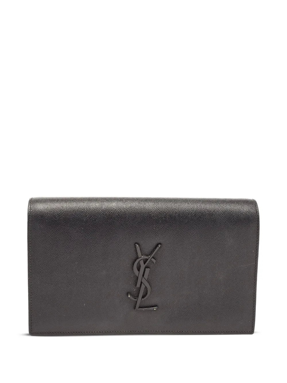 Saint Laurent Pre-Owned Cassandre-logo leather clutch bag - ブラック Saint Laurent Pre-Owned Cassandre-logo leather clutch bag - ブラック