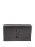 Saint Laurent Pre-Owned Cassandre-logo leather clutch bag - Black