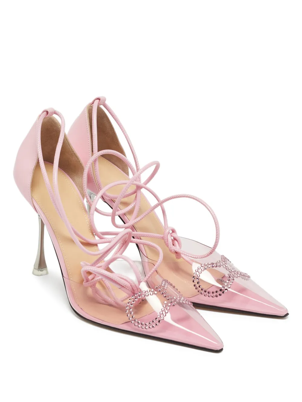 MACH & MACH 100 mm pumps verfraaid met kristallen en puntige neus - Roze