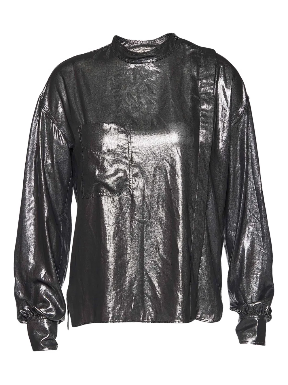 Pre-owned Isabel Marant Vintage Asymmetrical Button-front Blouse In Silver