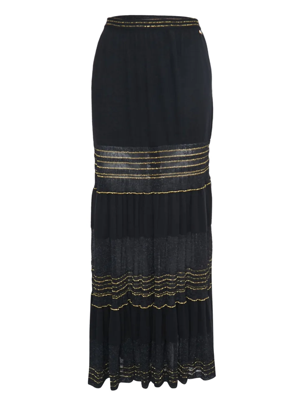 CHANEL Pre-Owned Gonna midi con balze - Nero