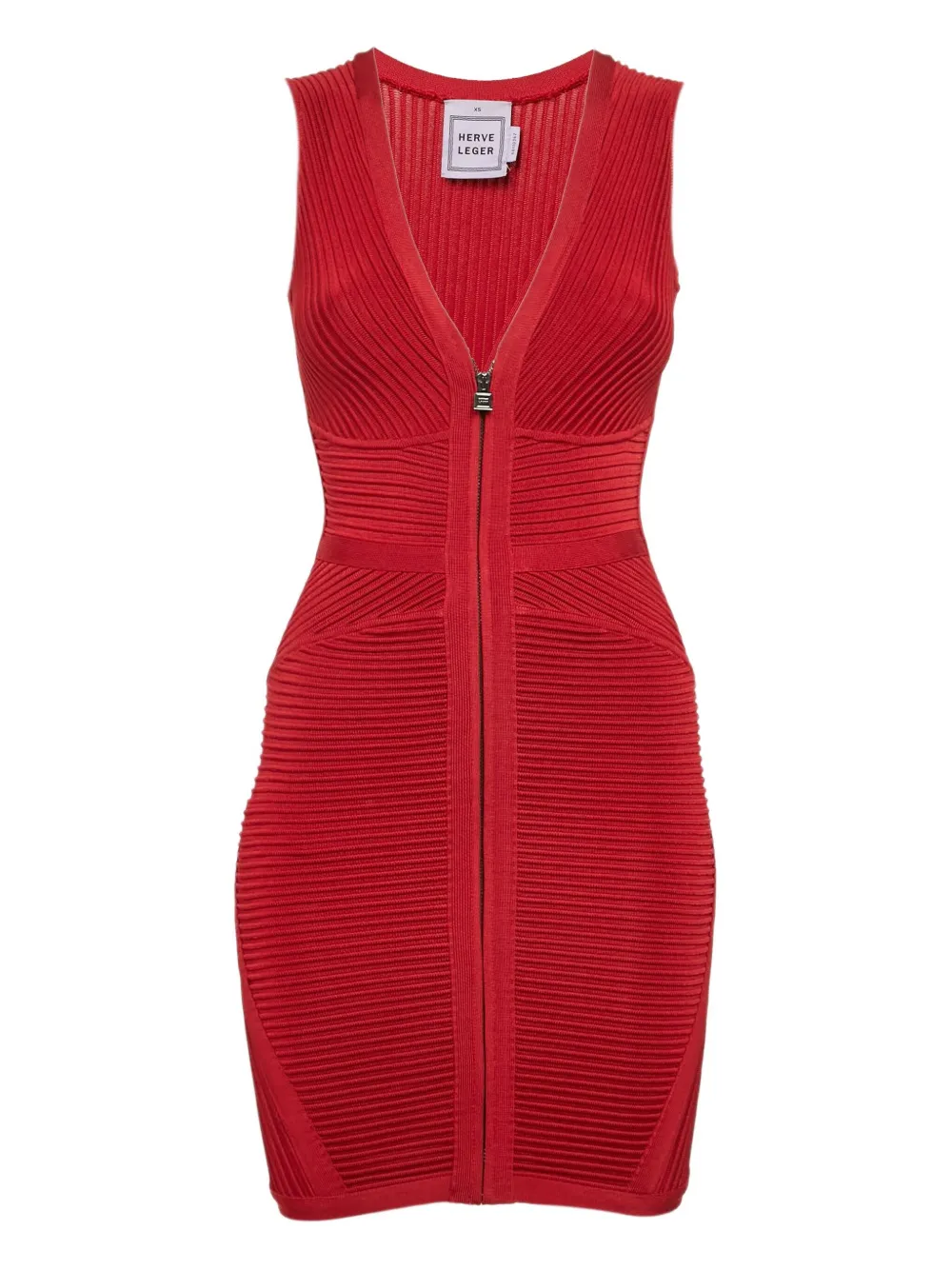 Hervé Léger Pre-Owned cotton ribbed dress | Red | Image 1