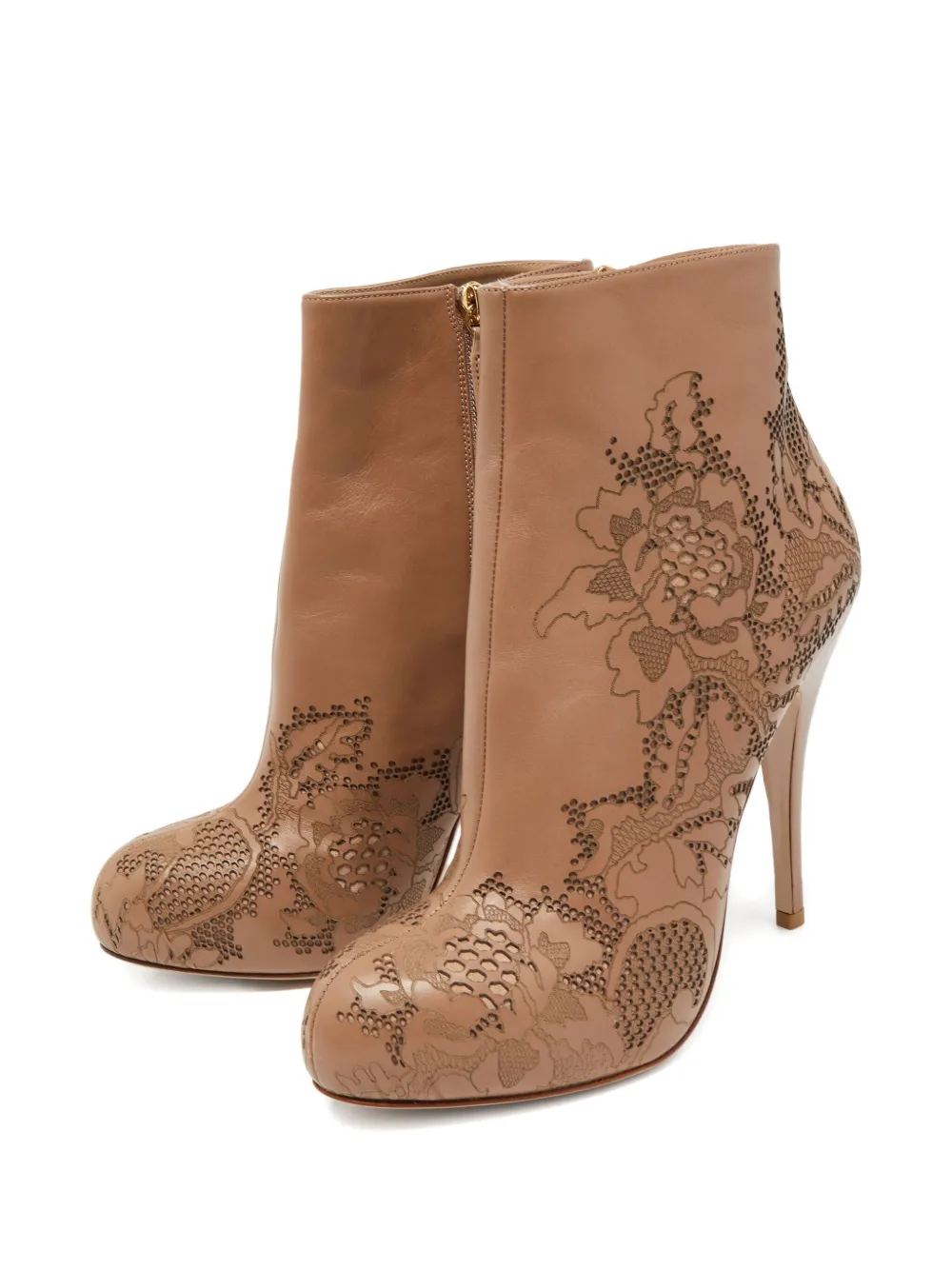 Valentino Garavani Pre-Owned 125 mm laarzen met bloemenprint en hak - Beige