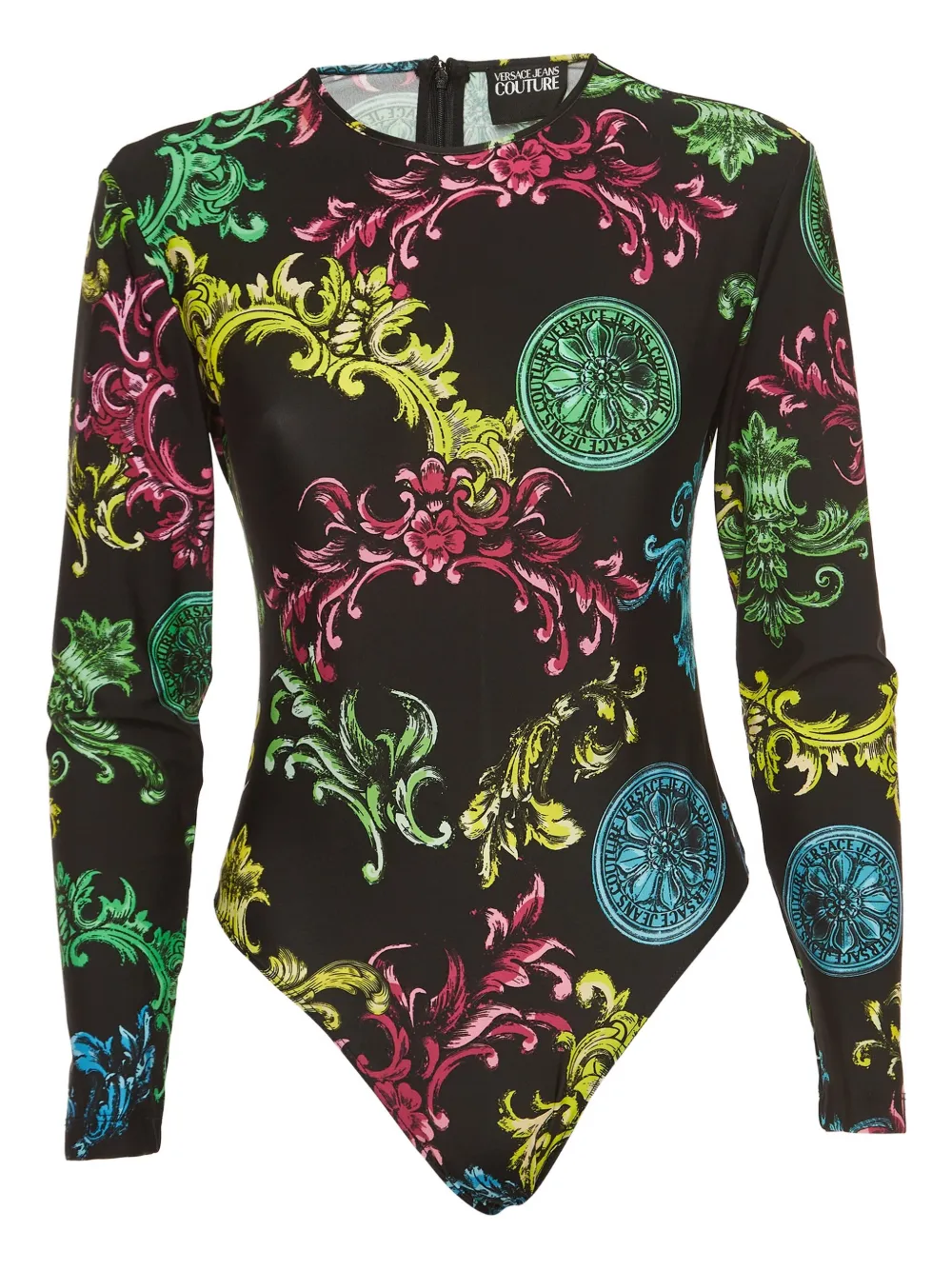 Pre-owned Versace Patterned Bodysuit In Black