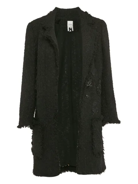 Edward Achour Paris appliqué-detail tweed coat