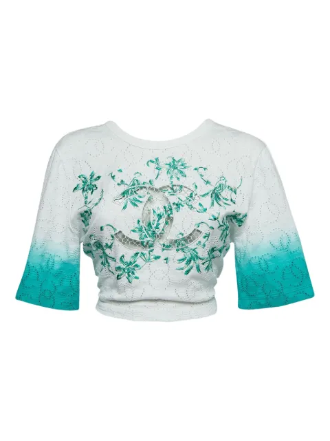 CHANEL Pre-Owned embroidered cotton top