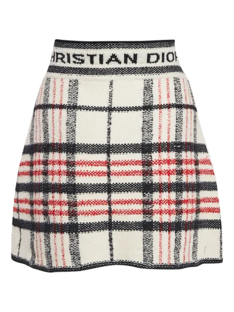 Christian Dior Pre-Owned plaid tweed skirt