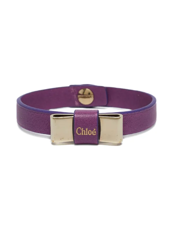 Chloé Pre-owned Bow-embellished Leather Bracelet in Pink
