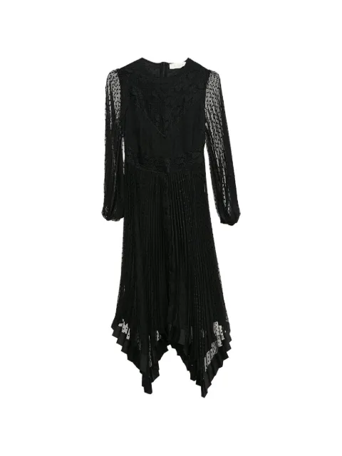 ZIMMERMANN lace-panel pleated midi